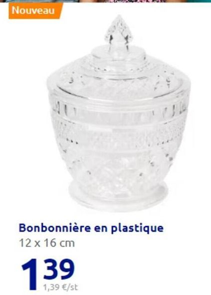 Nouveau  Bonbonnière en plastique  12 x 16 cm  139  1,39 €/st 