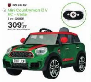 rollplay  mini countryman 12 v rc-verte 3-2201201  309,99  couit jck  