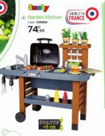 smoby  garden kitchen  74,99  evolutif +6 cm  fabricle en france 