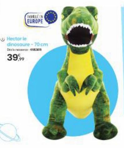 EAGUEN EUROPE  Hector le  dinosaure-70 cm Dela-415  39,99 