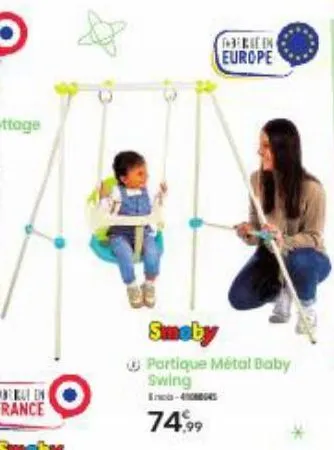 abriein europe  smeby  portique métal baby swing  -44  74,9⁹9 