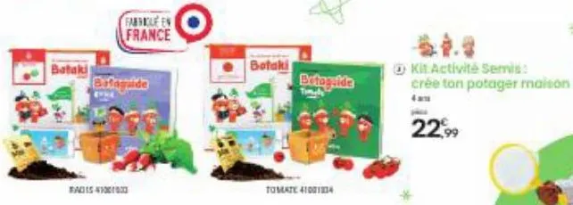 bataki  farticle en france  bataguide  radis-4100100  botaki  botoguide  tomate 410014  kit activité semis: crée ton potager maison  22,99 