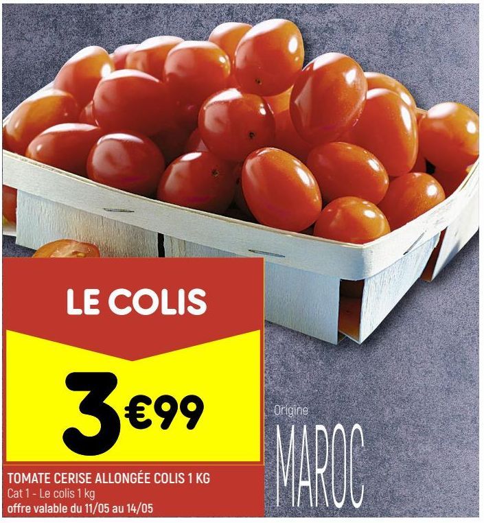 TOMATE CERISE ALLONGÉE COLIS 1 KG