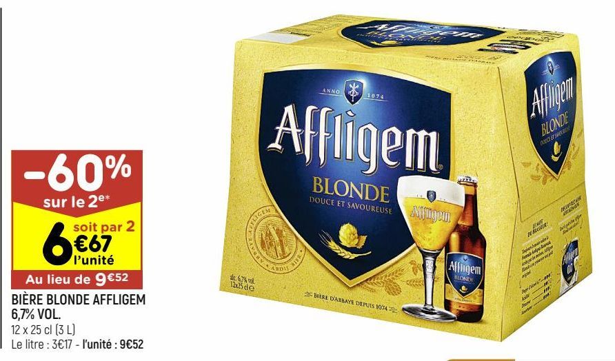 BIÈRE BLONDE AFFLIGEM 6,7% VOL.