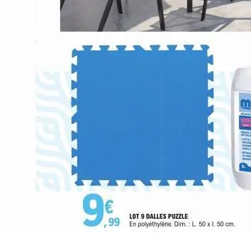 bilple  9€  lot 9 dalles puzzle  99 en polyéthylène. dim.: l. 50 x 1. 50 cm.  