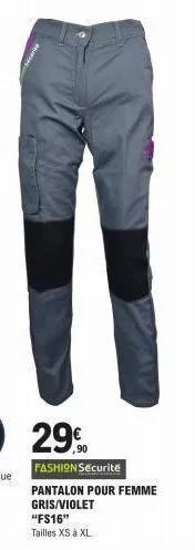 29%  fashion sécurité  pantalon pour femme gris/violet "fs16" tailles xs à xl 