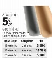 À PARTIR DE  ,50 GOUTTIÈRE  Longueur  2 m env.  Prix 5,50 € 11,90 €  
