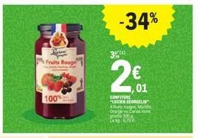 fruits rouge  100%  -34%  confiture "lucien georgel  frat fra drange ou cerise nom  myrte  prile 200 leng 6,70€  01 
