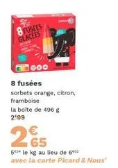 8 fusees glacees  booo  8 fusées  sorbets orange, citron, framboise la boîte de 496 g 299 