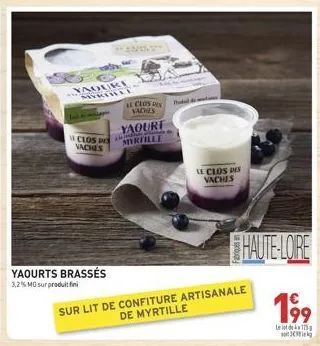 yaourt myrthel  lail to hollapse  clos pes vaches  yaourts brassés  3,2% mg sur produit fini  al clos d vaches yaourt myrtille  p  le clos des vaches  sur lit de confiture artisanale de myrtille  haut