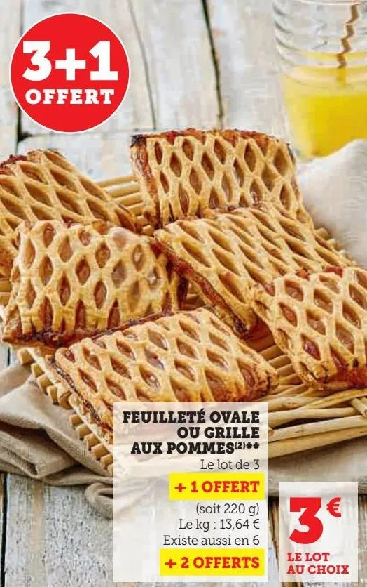 feuilleté ovale  ou grille  aux pommes