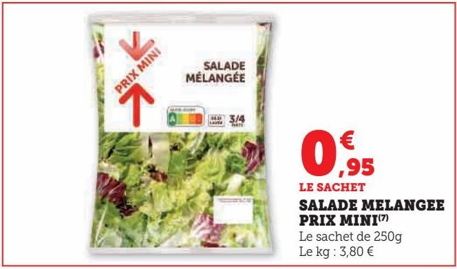 Salade melangee prix Mini