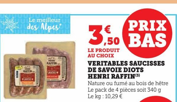 Veritables saucisses de savoie diots Henri Raffin