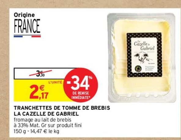 Tranchettes de tomme de brebis la cazelle de gabriel