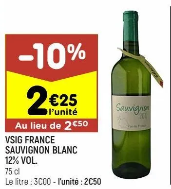 vsig france sauvignon blanc 12% vol