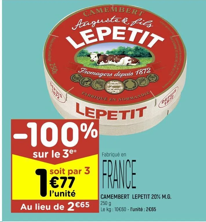 camembert lepetit 20% m.g.