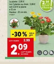 -30%  la plante 2.99  09  surla  2⁰  la plante au choix  n  2.54 