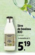 Pu  Sève de bouleau  BIO  La bouteille de TL  5.1⁹  19 