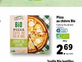 med  bio  pizza  cuite au feu de bois  rughe de chevre  pizza au chèvre bio  cuite au feu de bois  5404123  produt surgelé  360 g  2.69  kg-247€ 