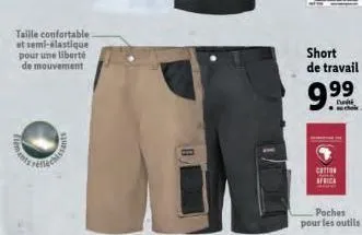 tien  taille confortable. et semi-élastique pour une liberté  de mouvement  asants  short de travail  9.99  cotton  poches pour les outils 