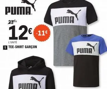 12€€11  l'unité  1 tee-shirt garçon  puma  puma  puma 