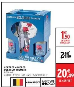 discover belirium tremens  hery  surica  je laur  coffret 4 bières delirium tremens  join the trail of the pink elephant  8,5% vol.  4x33cl + 1 verre-soit 1,321-15,52 € le litre  n  surind  domins  ar