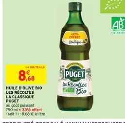 8,68  LA BOUTEALE  43.3%  OFFERT Concie  PUGET  Récoltes Bio  AB 