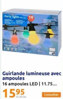 Party lights  16  Guirlande lumineuse avec ampoules  16 ampoules LED | 11.75...  9  KASAN  Consulter 