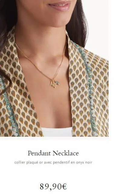pendant necklace  collier plaqué or avec pendentif en onyx noir  89,90€  