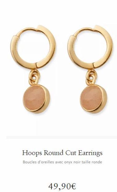 88  Hoops Round Cut Earrings Boucles d'oreilles avec onyx noir taille ronde  49,90€ 
