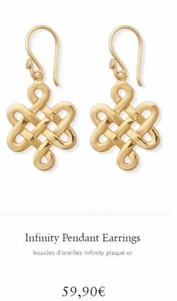 v  3  infinity pendant earrings boucles d'oreilles infinity plaqué or  59,90€  