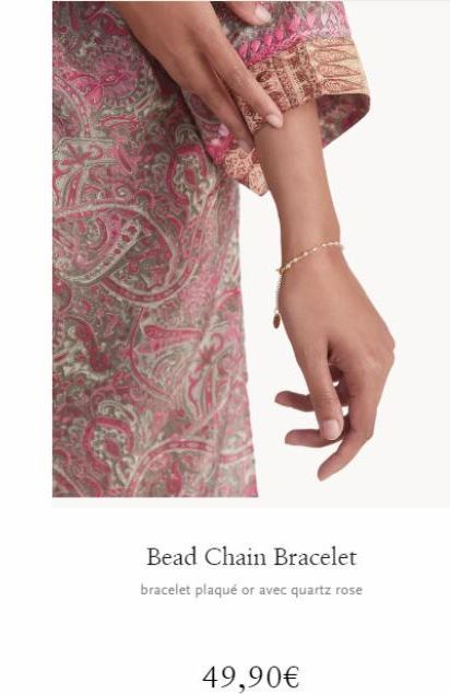 Bead Chain Bracelet bracelet plaqué or avec quartz rose  49,90€ 