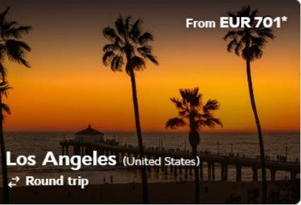 From EUR 701*  Los Angeles (United States) Round trip 