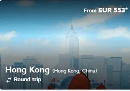 from eur 553*  hong kong (hong kong, china) round trip 