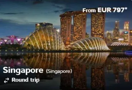 singapore (singapore)  round trip  from eur 797* 