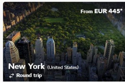 New York (United States) Round trip  From EUR 445* 