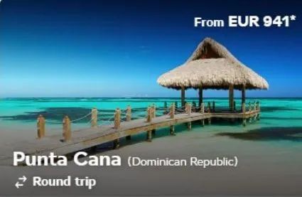 from eur 941*  punta cana (dominican republic) round trip 