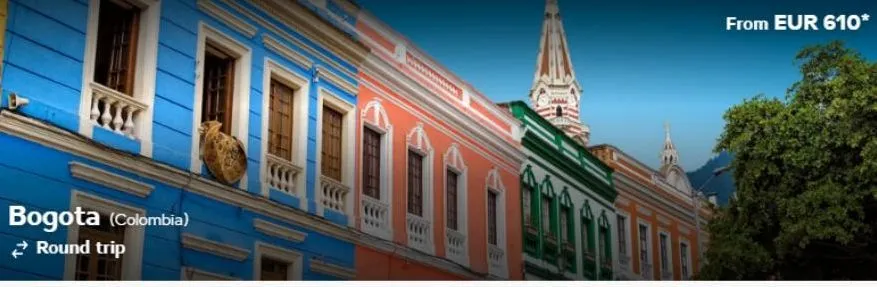 bogota (colombia) round trip  tif  from eur 610*  
