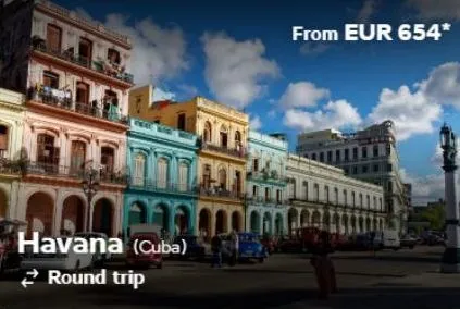 102334 havana (cuba)  round trip  from eur 654* 