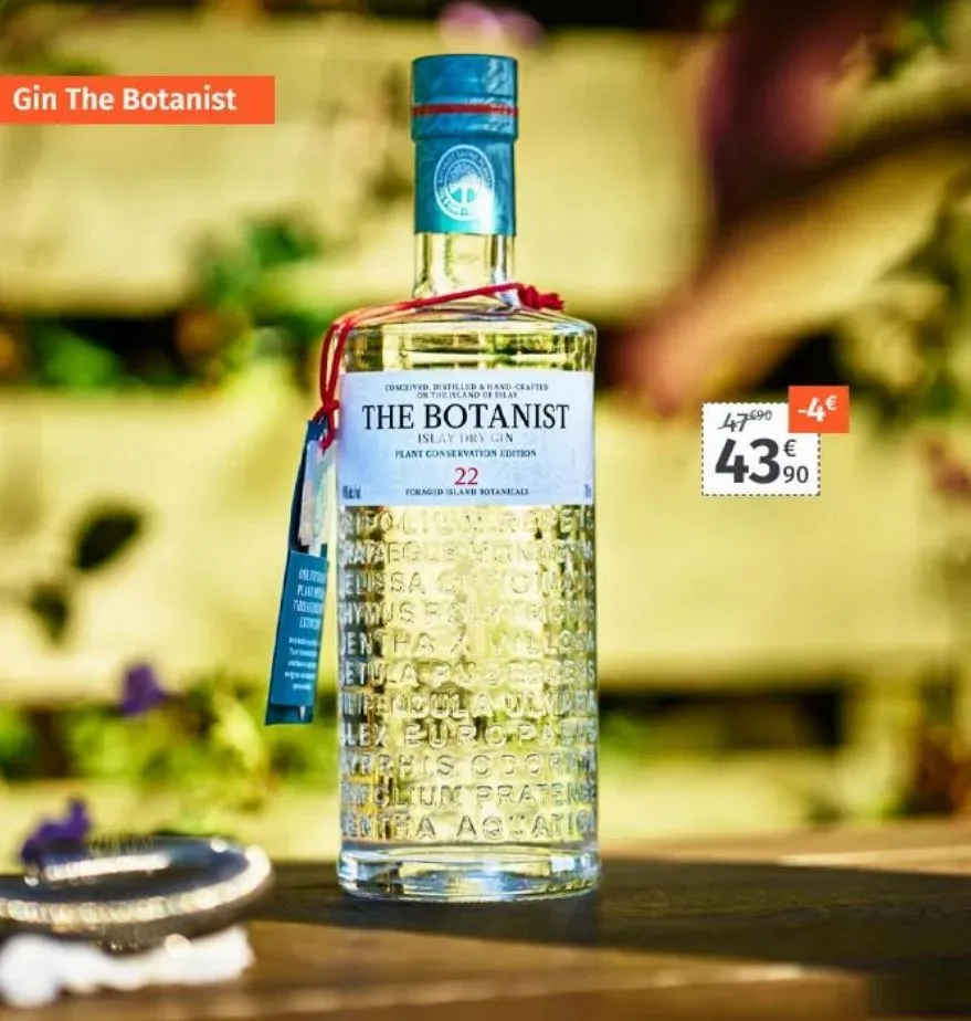 gin the botanist  one  plas  extre  a  conceived distilled & hand craftes on the island of slay  the botanist  islay dry gin plant conservation edition  22 foraged island botanicals  rataegus monge  e