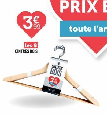 3€  les 8 CINTRES BOIS  CINTRES BOIS 399 