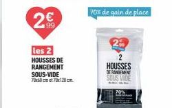 302  199  les 2  HOUSSES DE RANGEMENT SOUS-VIDE  70x80 cm et 70x120 cm.  70% de gain de place  2 HOUSSES DE RANGEMENT SOUS VIDE 