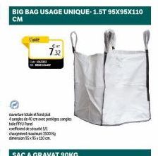 BIG BAG USAGE UNIQUE-1.5T 95X95X110 CM  buavntare totake atfoed pla  4 sales de 40 pregle  tale PPU Panel  cont de cha1500 kg min95x95x130cm  SAC A GRAVAT 90KG  ENT 