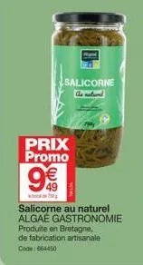 prix  promo  9€€  roel  salicorne  a natur  salicorne au naturel algae gastronomie produite en bretagne, de fabrication artisanale code:664450 