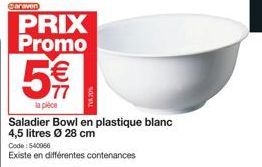 @araven  PRIX Promo  € 77  la pièce  Saladier Bowl en plastique blanc 4,5 litres Ø 28 cm  Code: 540966  Existe en différentes contenances 