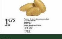 1 €75  LE KG  det de commation cate  Call  Citigate 7 Marans Spunta tAruma ORIGINE ITALIE 