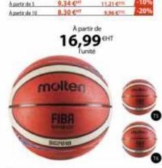 molten  FIBA  REPOIN  A partir de  16,99HT  Tunité  1.21.  -10%  -20% 