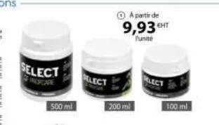 select  500 ml  select  200 ml  a partir de 9,93 ht  funité  100 ml 