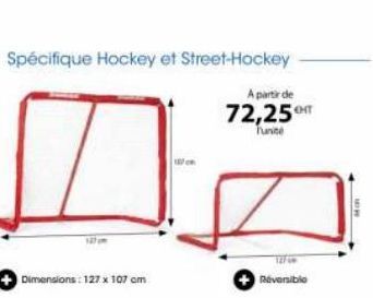 Dimensions: 127 x 107 cm  Spécifique Hockey et Street-Hockey  A partir de  72,25m  Tunte  Reversible 