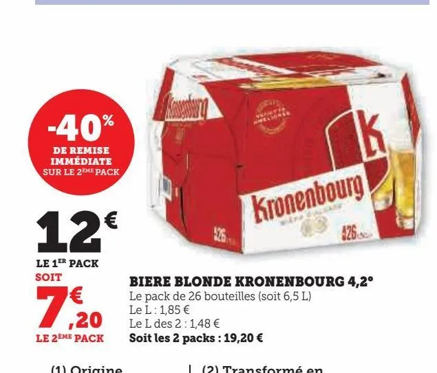 bière blonde kronenbourg 4.2ª